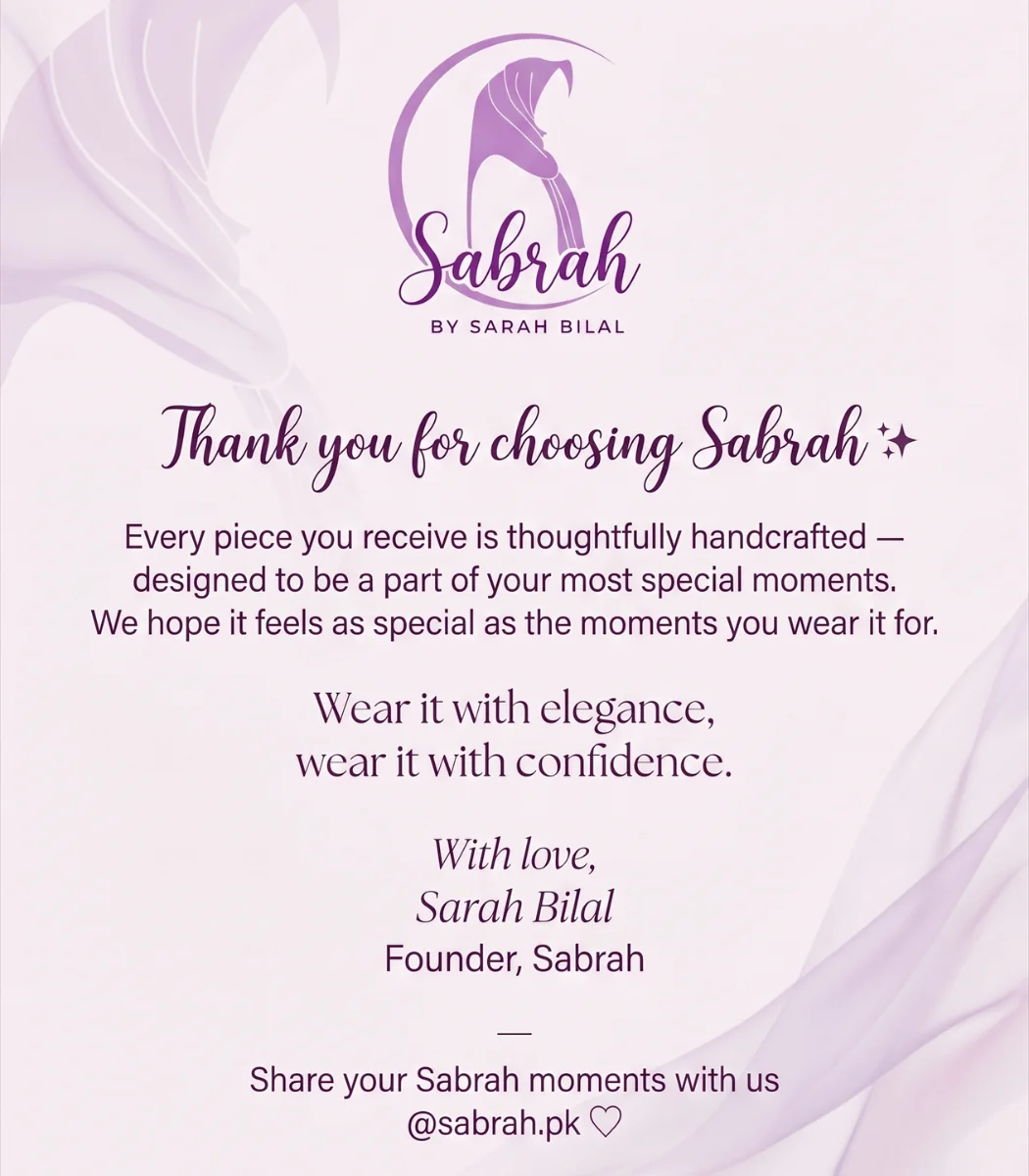 Sabrah.pk Thank You Card